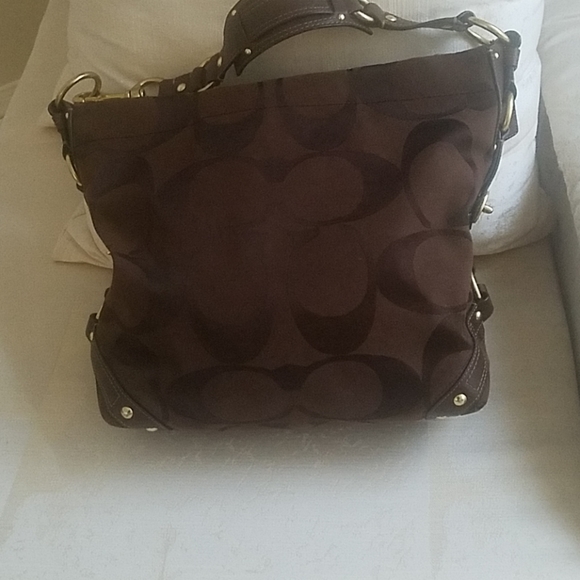 Coach brown signature canvas shoulder bag - Picture 3 of 8